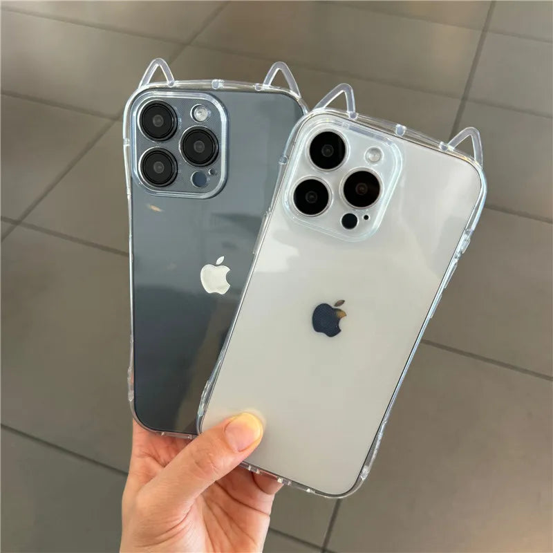 Cute Cat Ears Transparent Phone Case