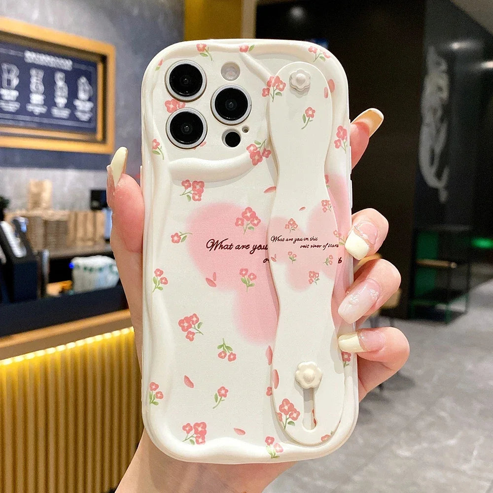 Flower Butterfly Wrist Strap Phone Holder Cover For Samsung