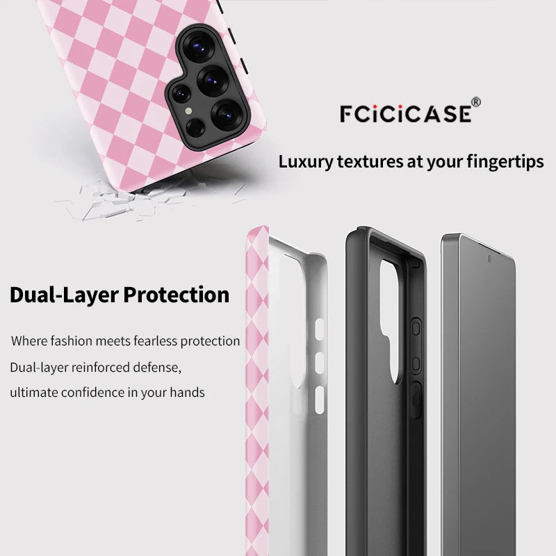 Samsung Galaxy Pink Checker Aesthetic Case