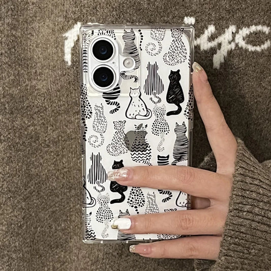 Minimal Line Art Cat Case