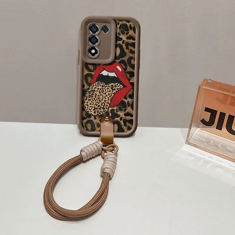 Leopard Red Lips Cover For Samsung