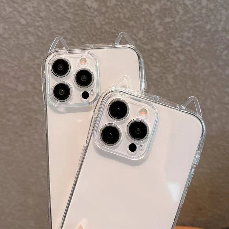 Cute Cat Ears Transparent Phone Case