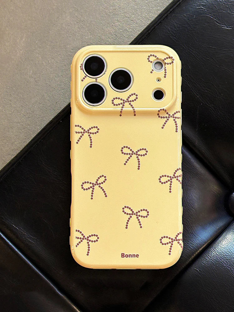 Soft Bow Yellow Case For iPhone 17 16 15 14 13 Pro Max