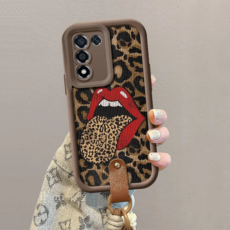 Leopard Red Lips Cover For Samsung