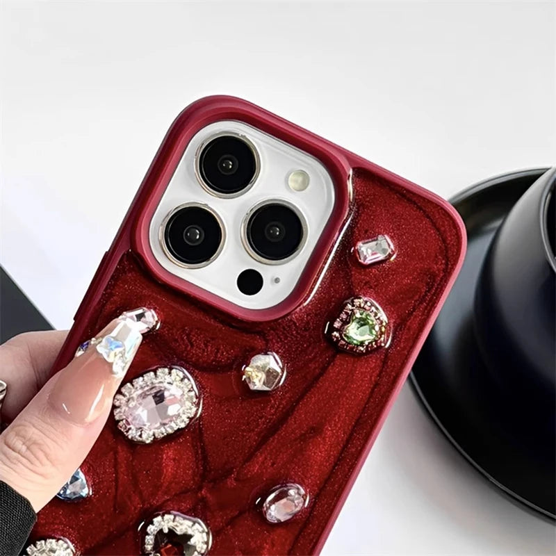 Cherry Gem Luxe Case For iPhone 17 16 Pro Max 15 13 14 12 11