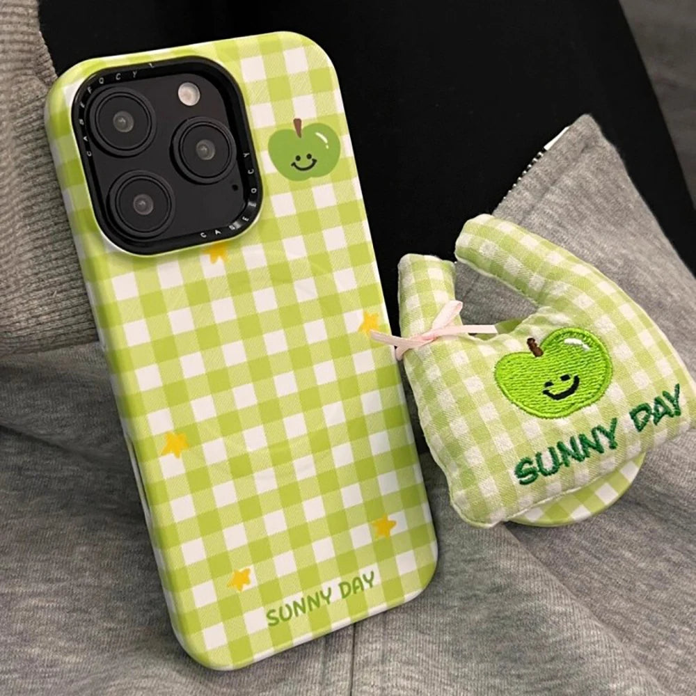 Green Gingham Smile Case