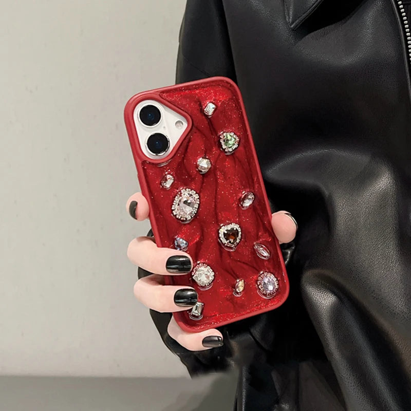 Cherry Gem Luxe Case For iPhone 17 16 Pro Max 15 13 14 12 11