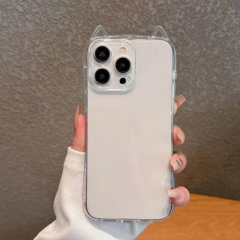 Cute Cat Ears Transparent Phone Case