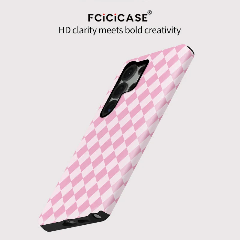 Samsung Galaxy Pink Checker Aesthetic Case