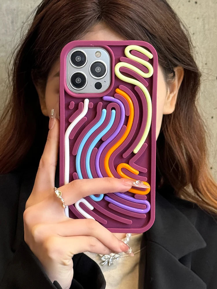 Neon Wave Case For iPhone 16 15 14 13 12 11 17 Pro Max