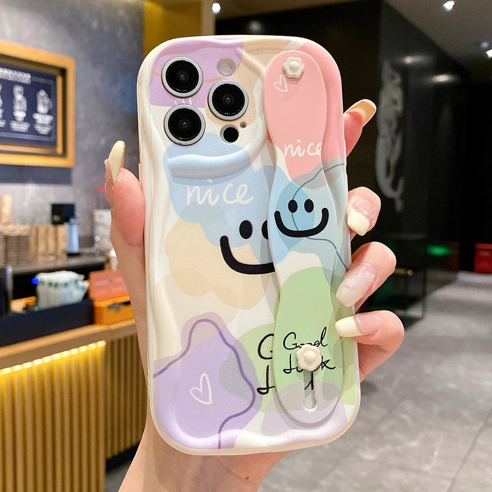 Happy Face Wrist Strap Case For Samsung