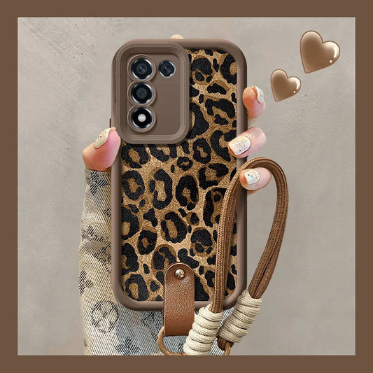 Leopard Strap Wrist Chain Lanyard Cover For Samsung
