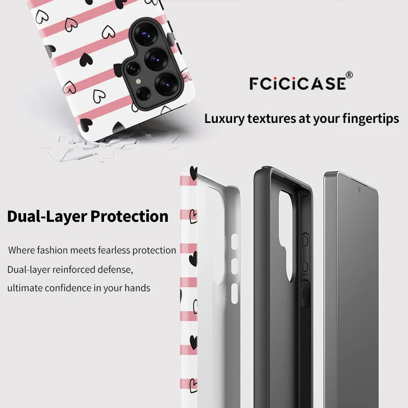 Samsung Galaxy Heart Stripe Cute Case