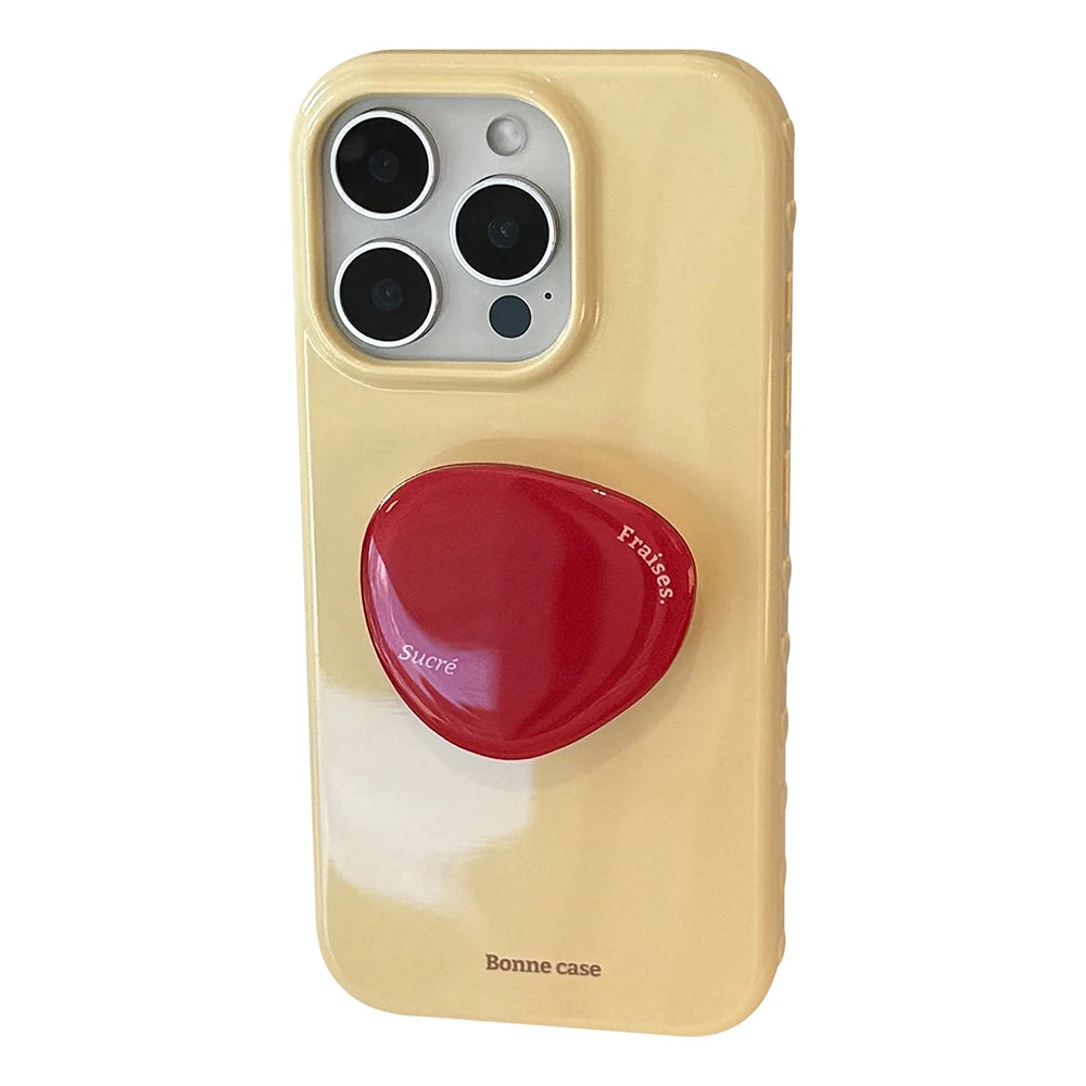 Heart Grip Wood Case for Iphone 13 14 15 16 17 Pro Max