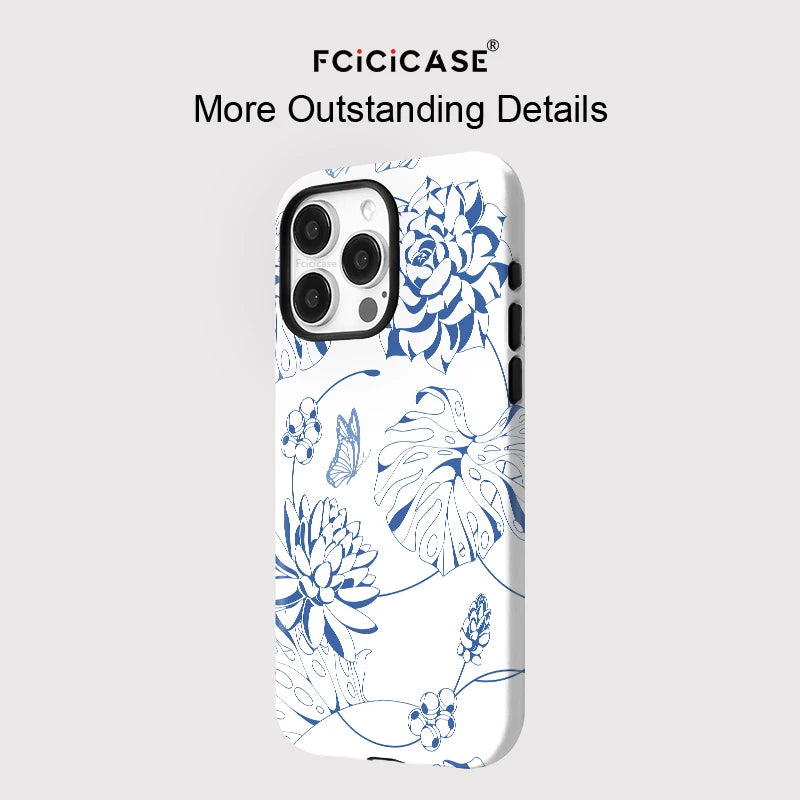 IPHONE Blue Line Art Floral Case