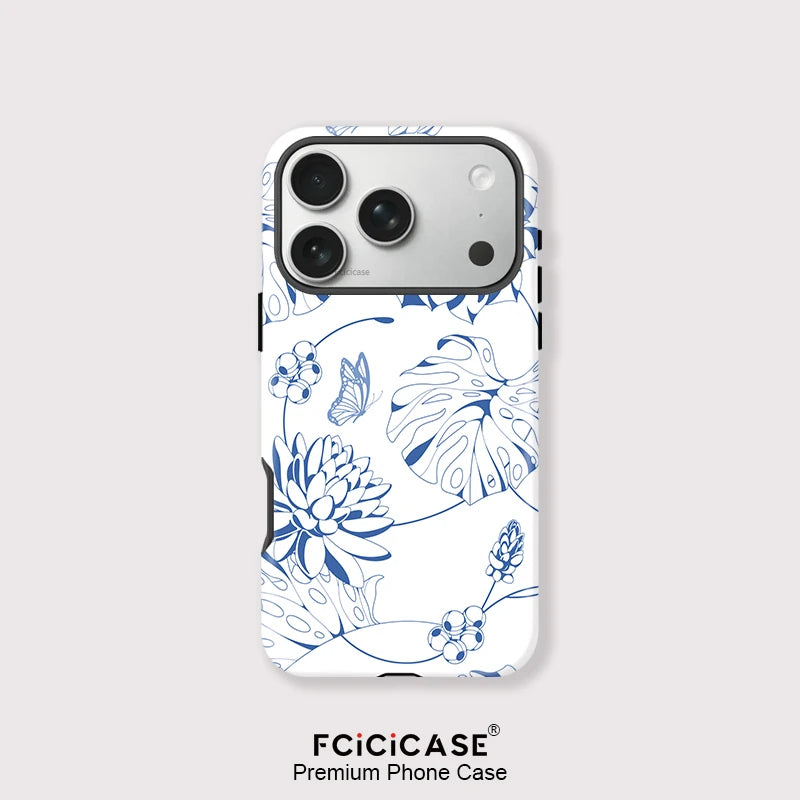 IPHONE Blue Line Art Floral Case