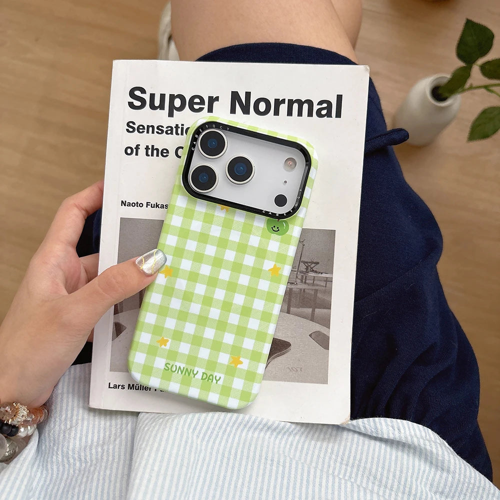 Green Gingham Smile Case
