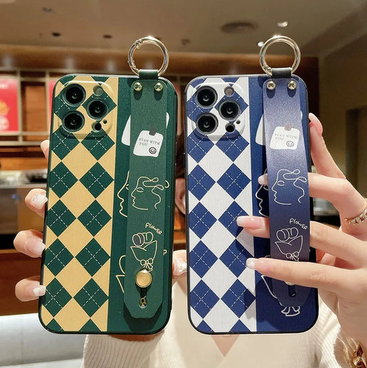 Classic Grid Handheld Phone Cover For Samsung