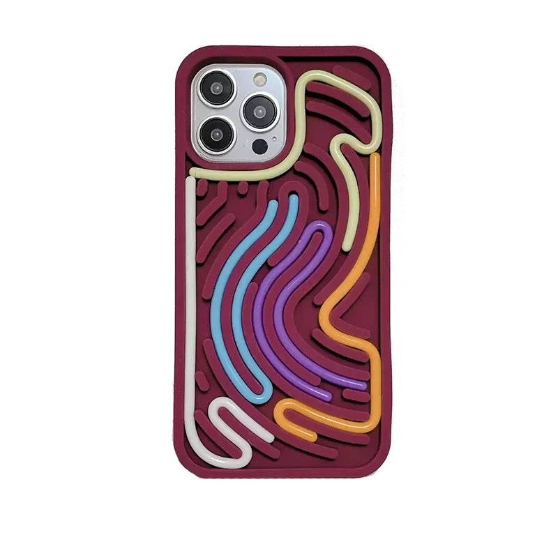 Neon Wave Case For iPhone 16 15 14 13 12 11 17 Pro Max