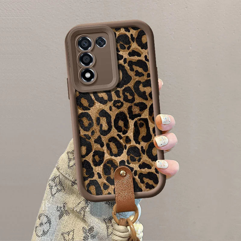 Leopard Strap Wrist Chain Lanyard Cover For Samsung