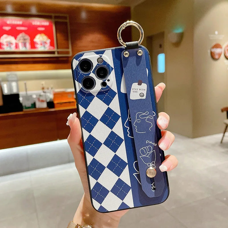 Classic Grid Handheld Phone Cover For Samsung