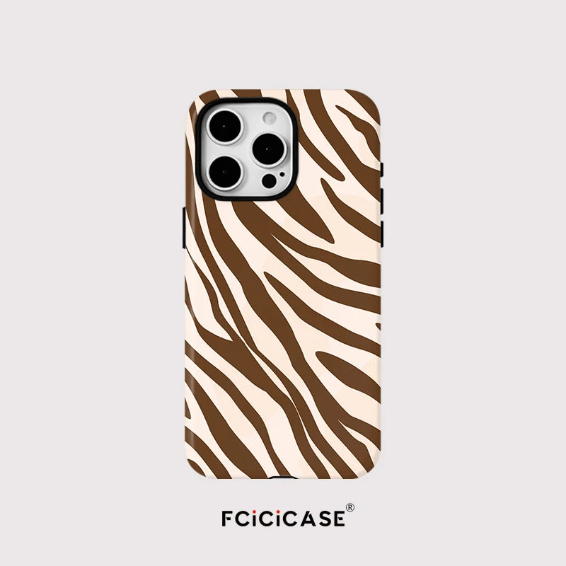 IPHONE Cocoa Zebra Wave Case