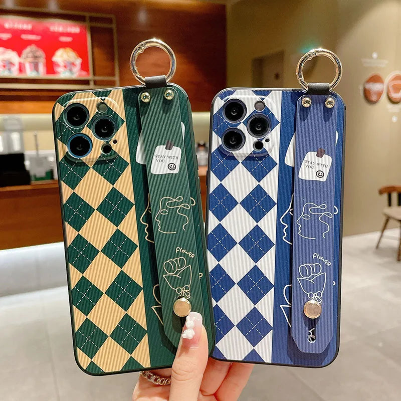 Classic Grid Handheld Phone Cover For Samsung