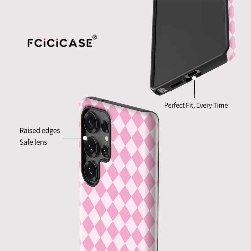 Samsung Galaxy Pink Checker Aesthetic Case