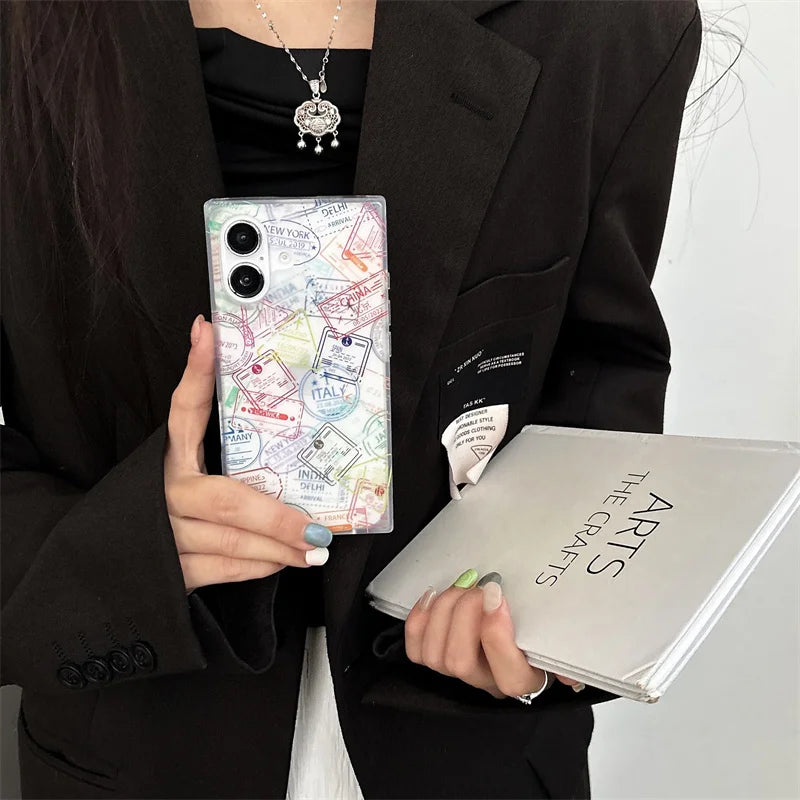 Vintage Travel Map Case For iPhone 17 16 15 13 14 Pro Max