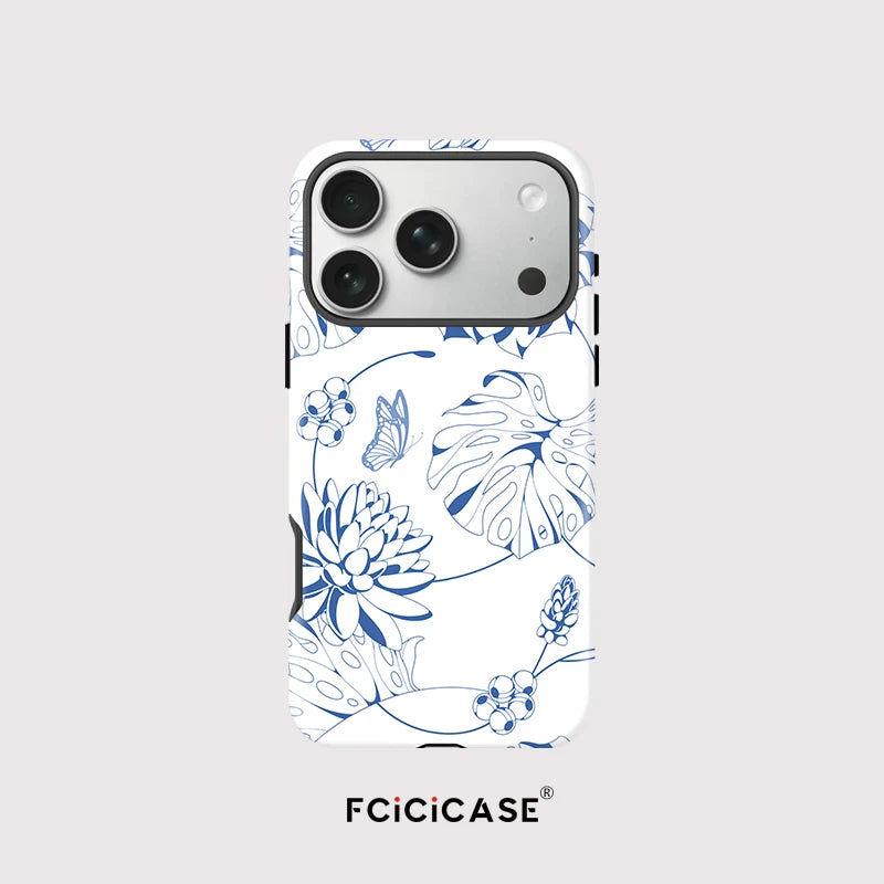 IPHONE Blue Line Art Floral Case