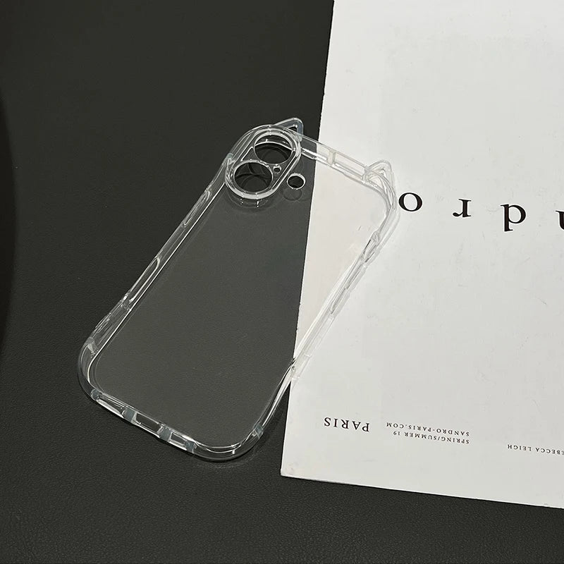 Cute Cat Ears Transparent Phone Case