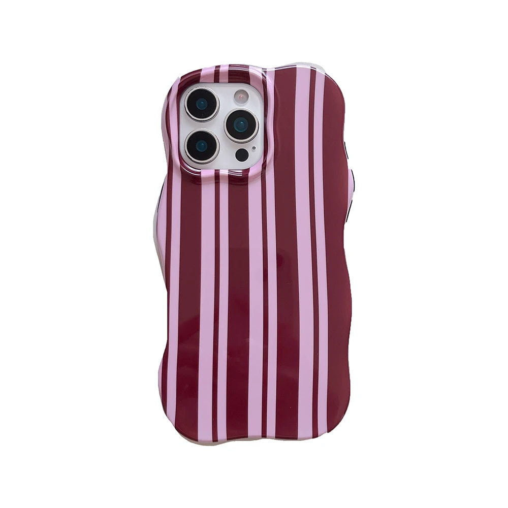 Pink Vertical Stripe Case for iPhone 13 14 15 16 17 Pro Max Wave