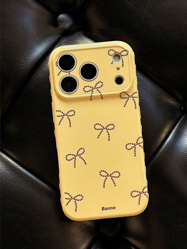 Soft Bow Yellow Case For iPhone 17 16 15 14 13 Pro Max