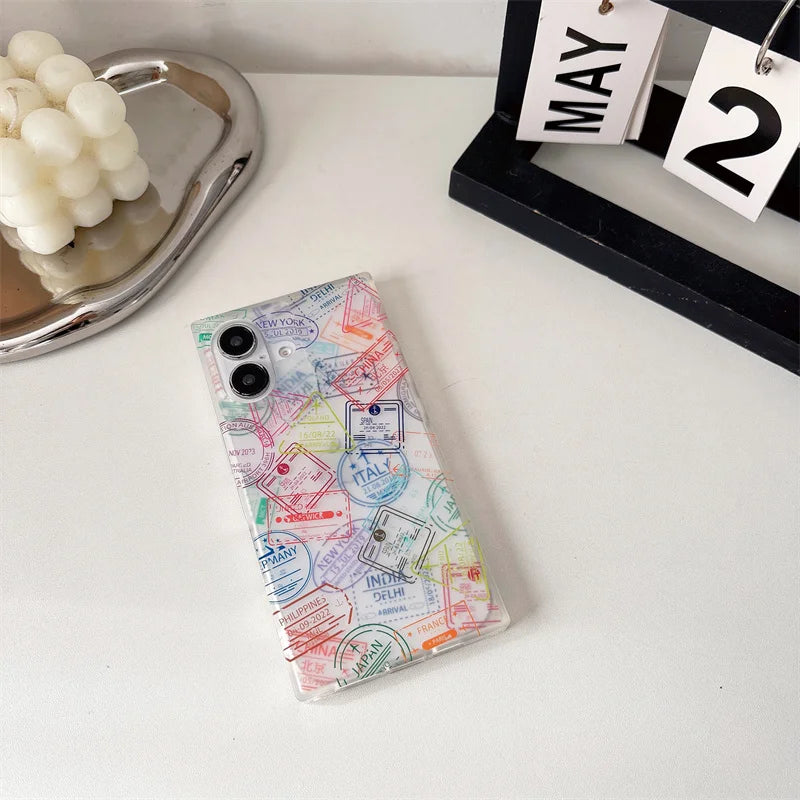 Vintage Travel Map Case For iPhone 17 16 15 13 14 Pro Max
