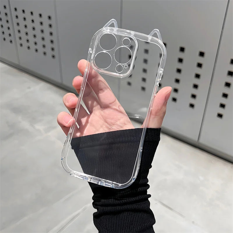 Cute Cat Ears Transparent Phone Case