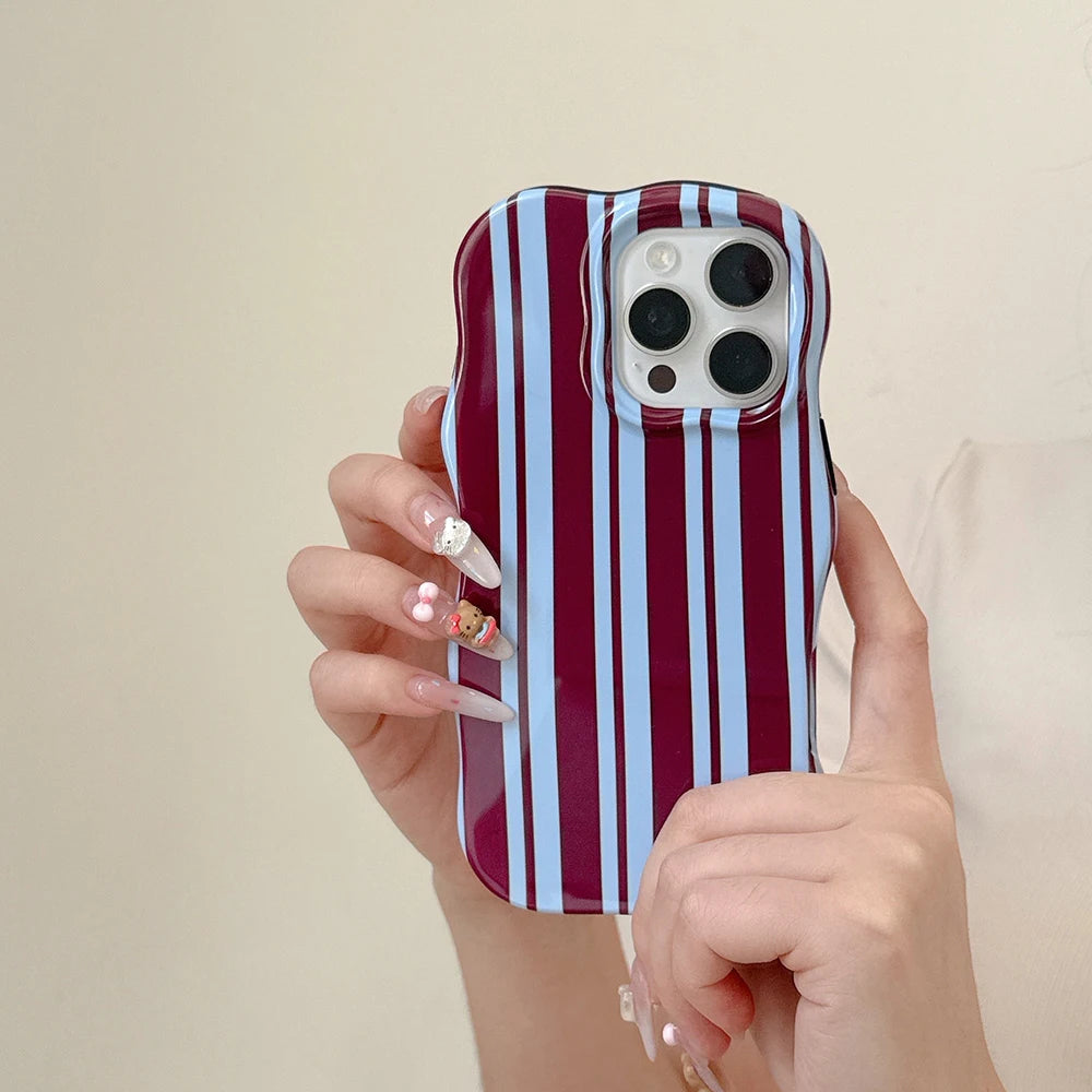 Pink Vertical Stripe Case for iPhone 13 14 15 16 17 Pro Max Wave