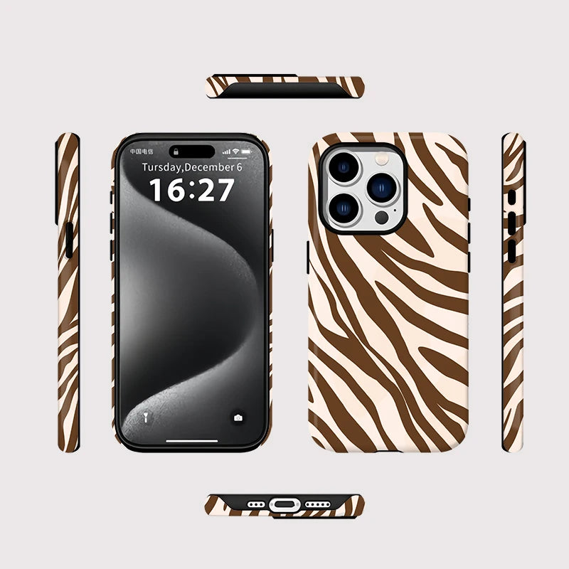 IPHONE Cocoa Zebra Wave Case
